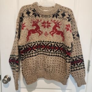 Vintage Georgios Tall Women's Knitwear Reindeer Knit Sweater Small S Wool Blend